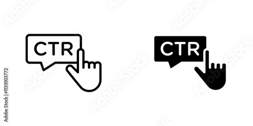 CTR outlined and solid icon vector collection.