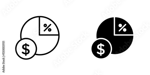 Dividend outlined and solid icon vector collection.