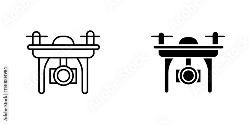Drone outlined and solid icon vector collection.