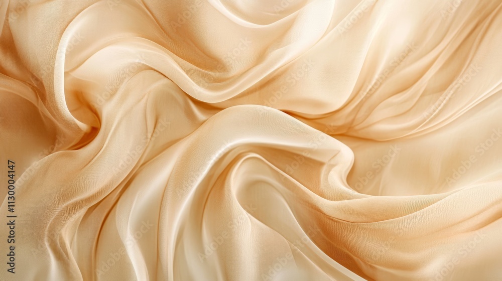 Fototapeta premium 89.Soft beige and light brown satin fabric collage with smooth, flowing waves, creating an elegant backdrop texture ideal for banner designs, with highlights enhancing the silkâ€™s luster.