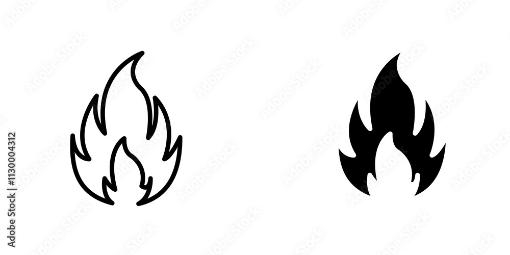 Fire outlined and solid icon vector collection. Fire outlined and solid icon vector collection.
