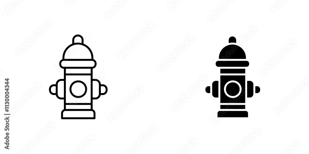 Fire hydrant outlined and solid icon vector collection. Fire hydrant outlined and solid icon vector collection.