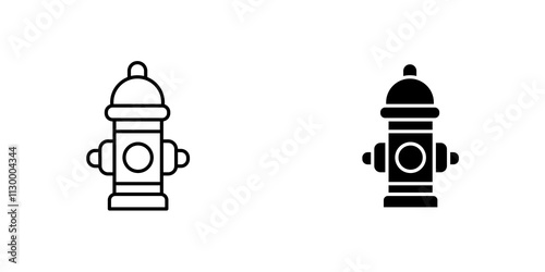 Fire hydrant outlined and solid icon vector collection.