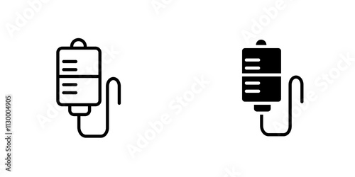 IV bag outlined and solid icon vector collection.
