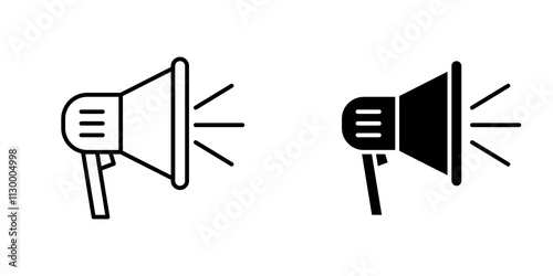 Loud Speaker outlined and solid icon vector collection.
