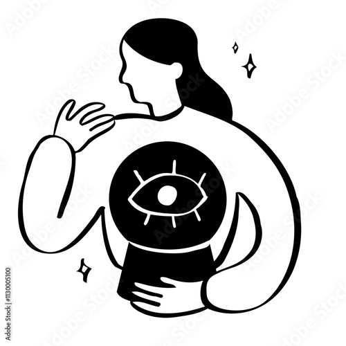 Woman predicting future trends with crystal ball