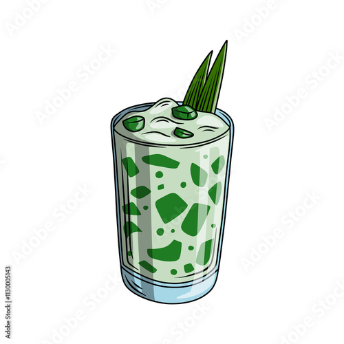 Fresh buko pandan with pandan leaves photo