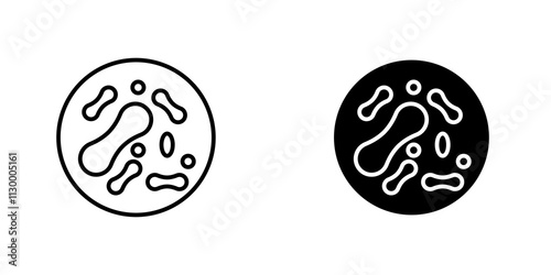 Microorganism outlined and solid icon vector collection.
