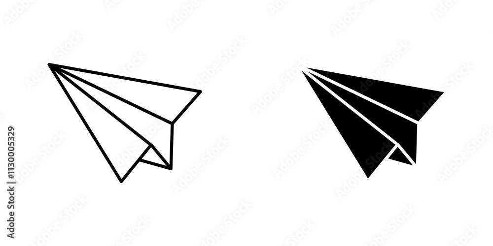 Paper plane outlined and solid icon vector collection. Paper plane outlined and solid icon vector collection.