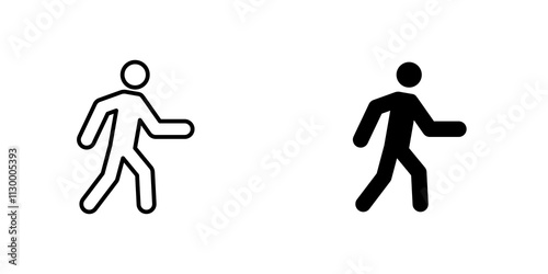 Pedestrian outlined and solid icon vector collection.