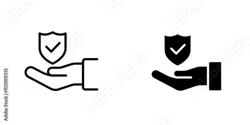 Policyholder outlined and solid icon vector collection.