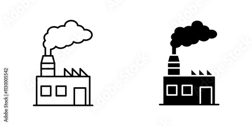 Pollution outlined and solid icon vector collection.