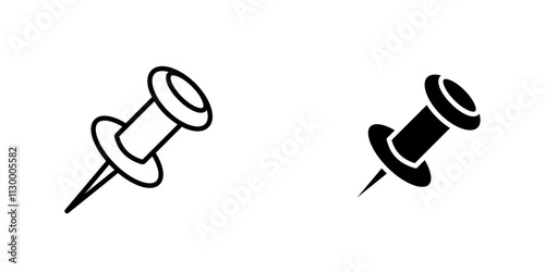 Push pin outlined and solid icon vector collection.