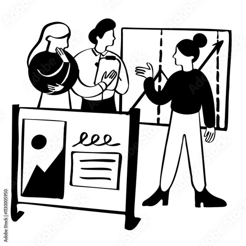 Woman presenting projects to investors