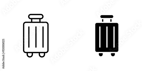 Suitcase outlined and solid icon vector collection.