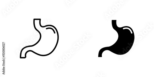 Stomach outlined and solid icon vector collection.