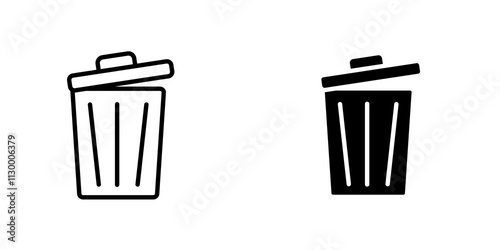 Trash outlined and solid icon vector collection.