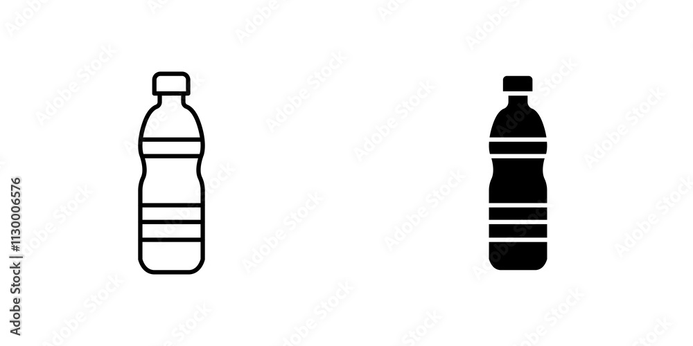 Water bottle outlined and solid icon vector collection. Water bottle outlined and solid icon vector collection.