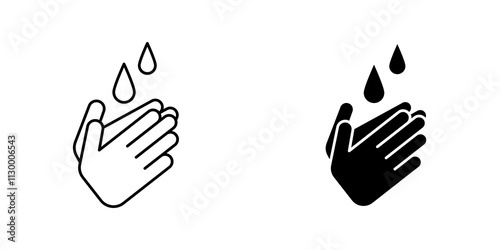 Wash hands outlined and solid icon vector collection.