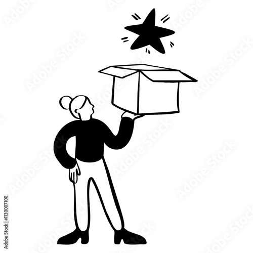 Woman unboxing a surprise star