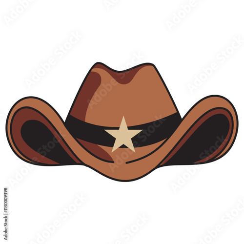Cowboy Hat Illustration in Cartoon Design Style. Isolated Vector