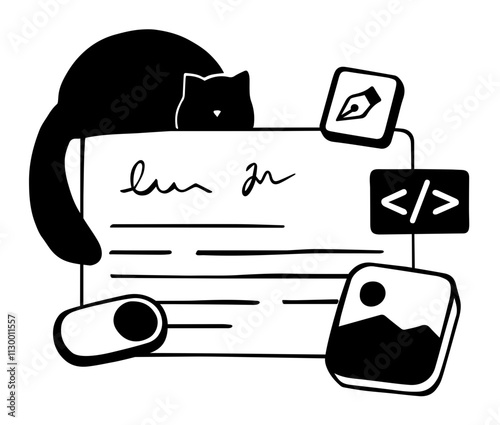 Web design tools and a sleeping cat