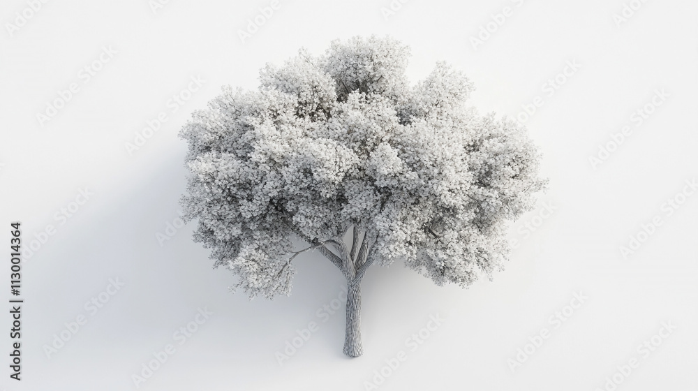 Fototapeta premium White Tree Top View Isolated Nature D Render Minimalist