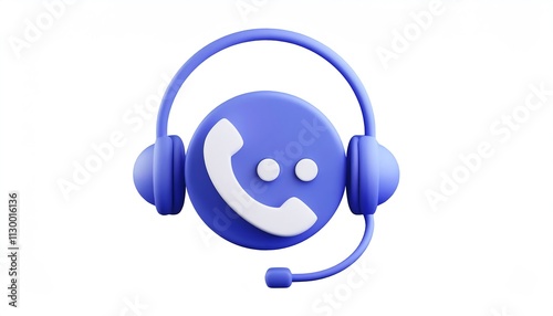 A friendly headset icon with a smiling face, featuring a telephone symbol, representing customer service and support.