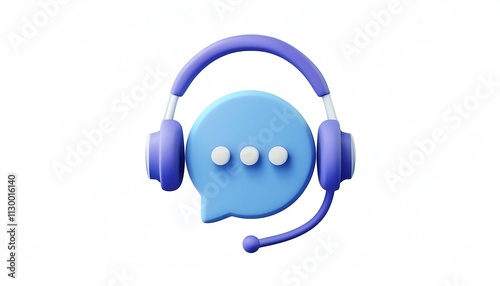 A blue communication icon with a headset, symbolizing customer support and online communication.