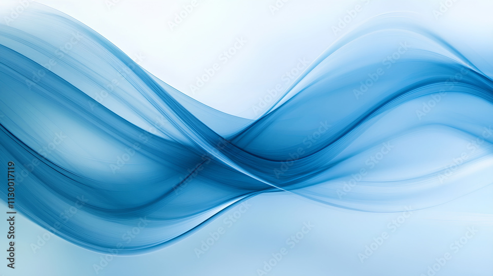 Obraz premium Abstract blue waves flowing smoothly on a futuristic digital background