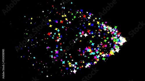 Beautiful illustration of colorful stars stream on plain black background