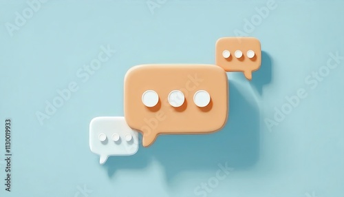 Colorful speech bubbles on a light blue background, symbolizing communication and conversation in a digital context.