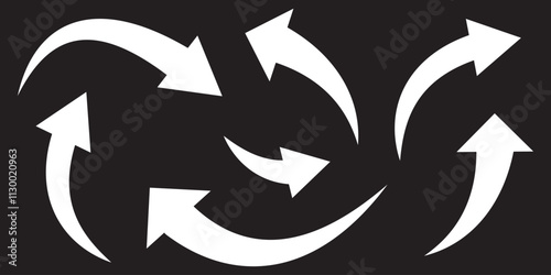 Long arrows icon set. Vector set of trendy long arrows left and right in flat style. Black arrows vector illustration. Icons isolated.Straight long right vector arrow icon.Replaceable vector design