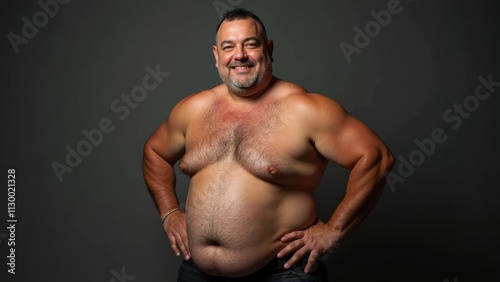 Confident Man Showcasing Strength and Charisma in a Studio Setting With Dramatic Lighting and Relaxed Posture