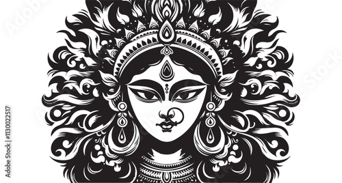 durga silhouette vector