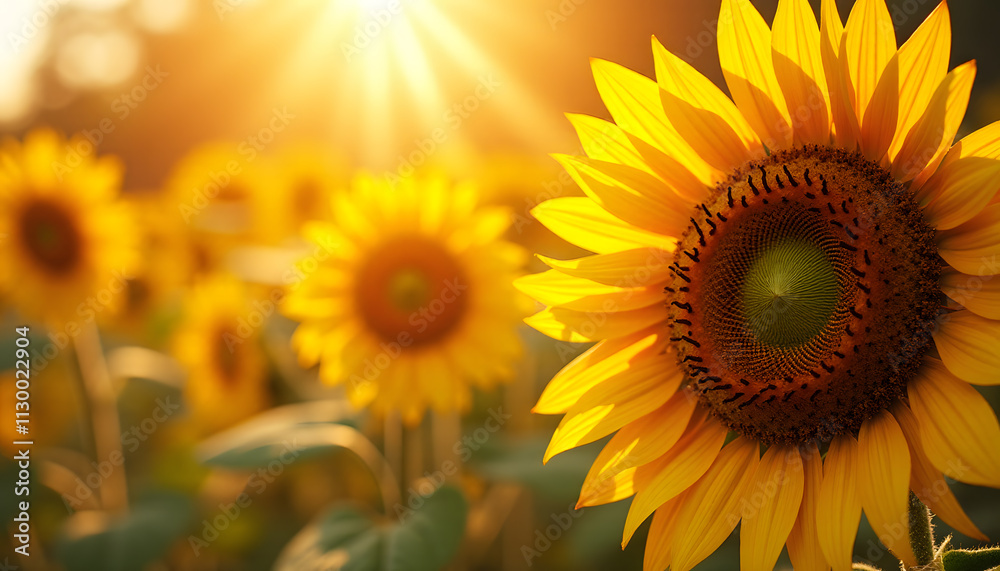 Fototapeta premium Golden Sunflowers with Rustic Textures