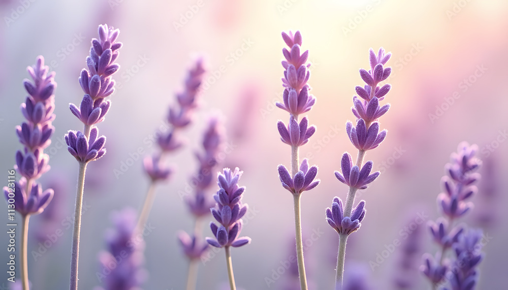 Fototapeta premium Delicate Lavender Sprigs on Soft Linen Background