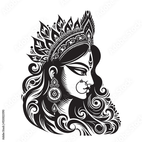 durga silhouette vector