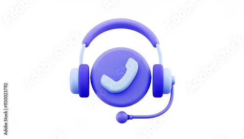 A stylized purple headset icon with a checkmark, symbolizing support and communication.