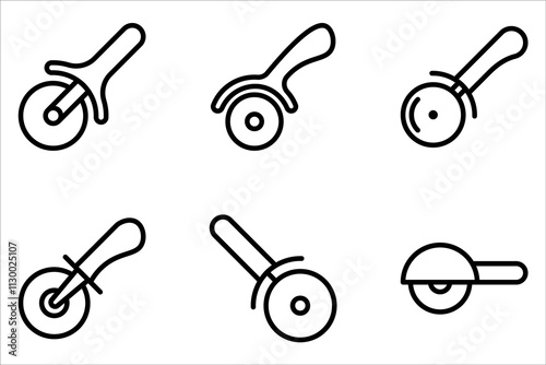 Pizza cutter icon set. sign for mobile concept and web design on white background