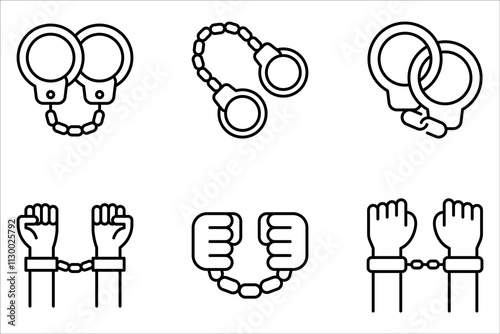Handcuff icon set, Handcuff, Police Equipment sign design on white background