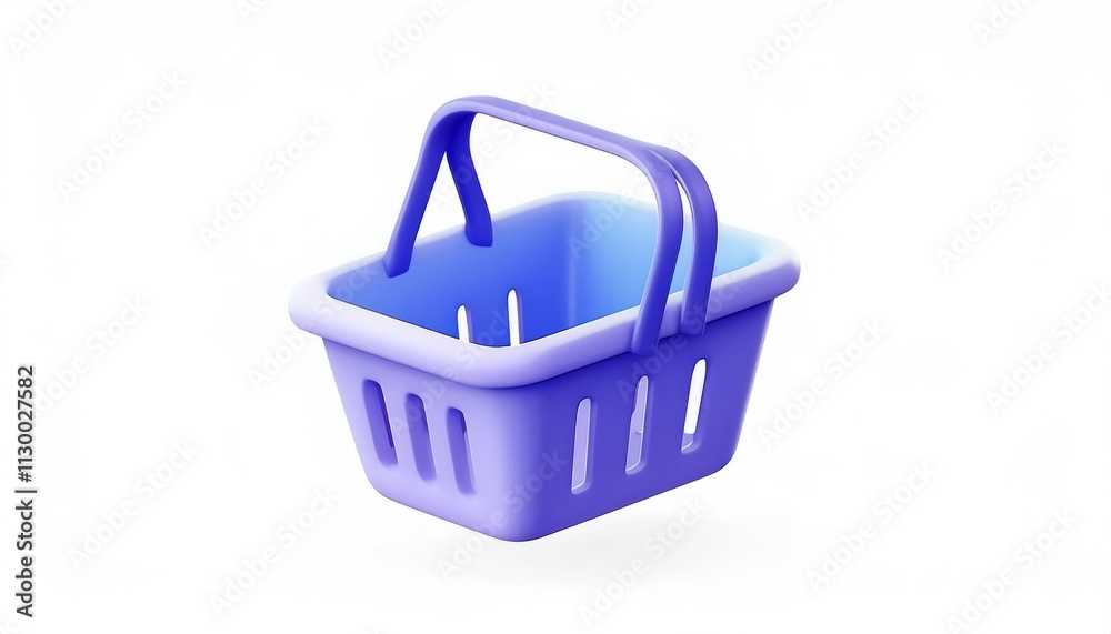 Fototapeta premium A simple, purple shopping basket with a handle, designed for carrying items during shopping trips.