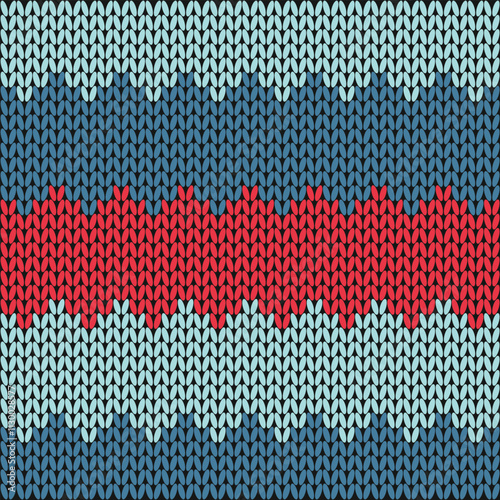 Light blue knitting pattern Dark blue and red is suitable for textile design, vintage decor, fabric, and wallpaper. Classic and elegant design sweater design cross stitch Full-color seamless patterns.