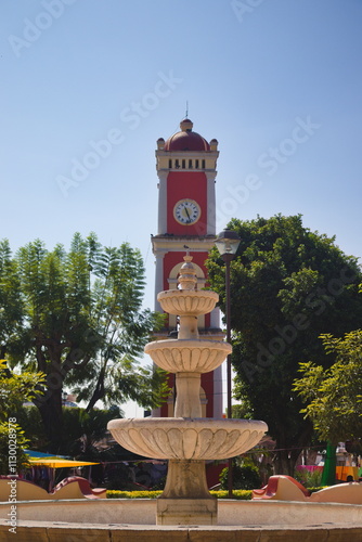 Fuente y reloj de Jonacatepec, Morelos, México