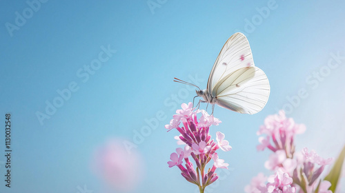 Serene Butterfly on Pink Fl...