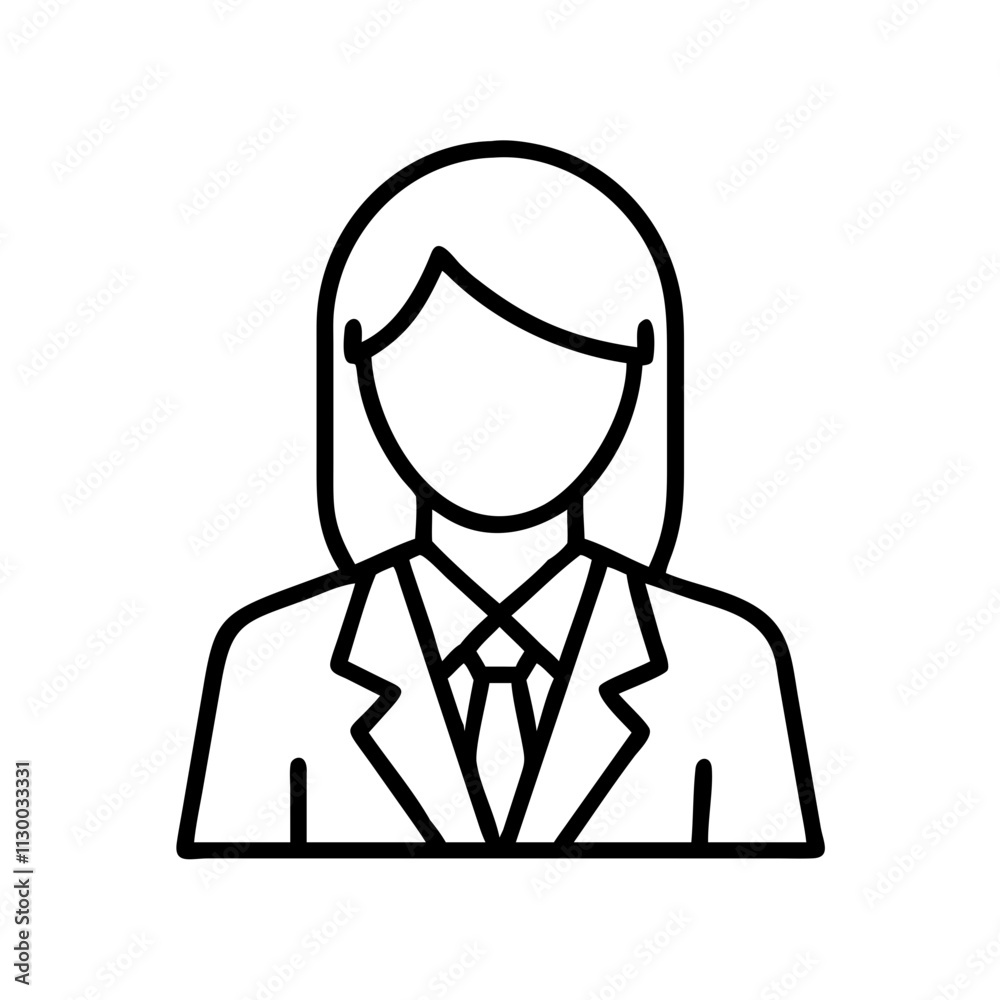 Obraz premium woman in business suit icon, womens day line art, women’s day icon - simple black line art icon of woman in business suit, symbolizing womens day celebrations womens day vector art 