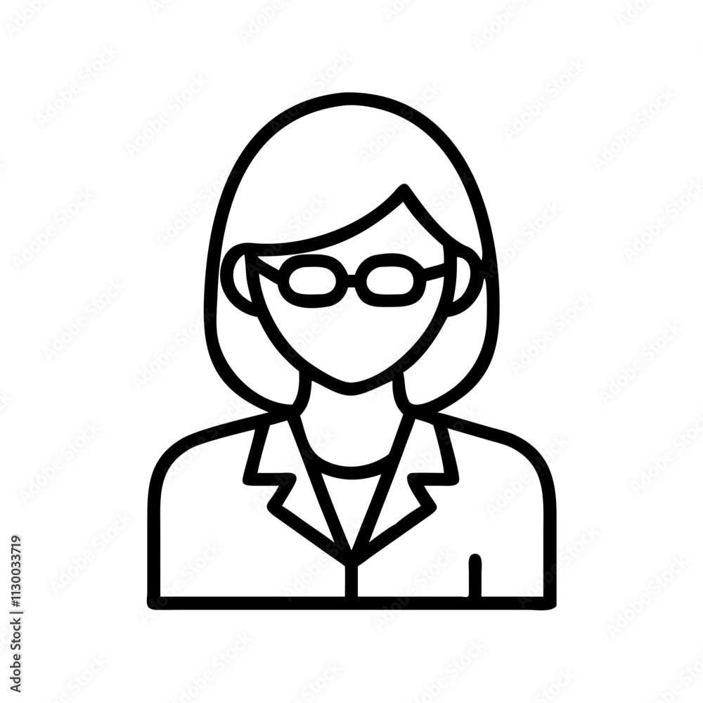 Fototapeta premium woman teacher icon, womens day line art, women’s day icon - simple black line art icon of woman teacher, symbolizing womens day celebrations womens day vector art 