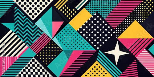 Abstract Geometric Design Featuring Vibrant Colors and Bold Patterns
