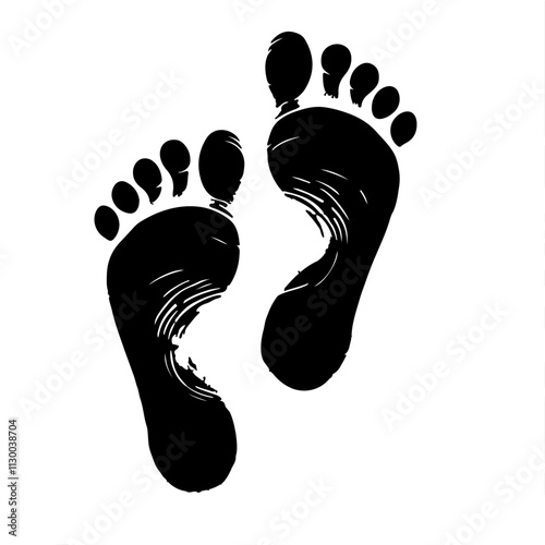 Black Two footprint or One  foot print white background Design 