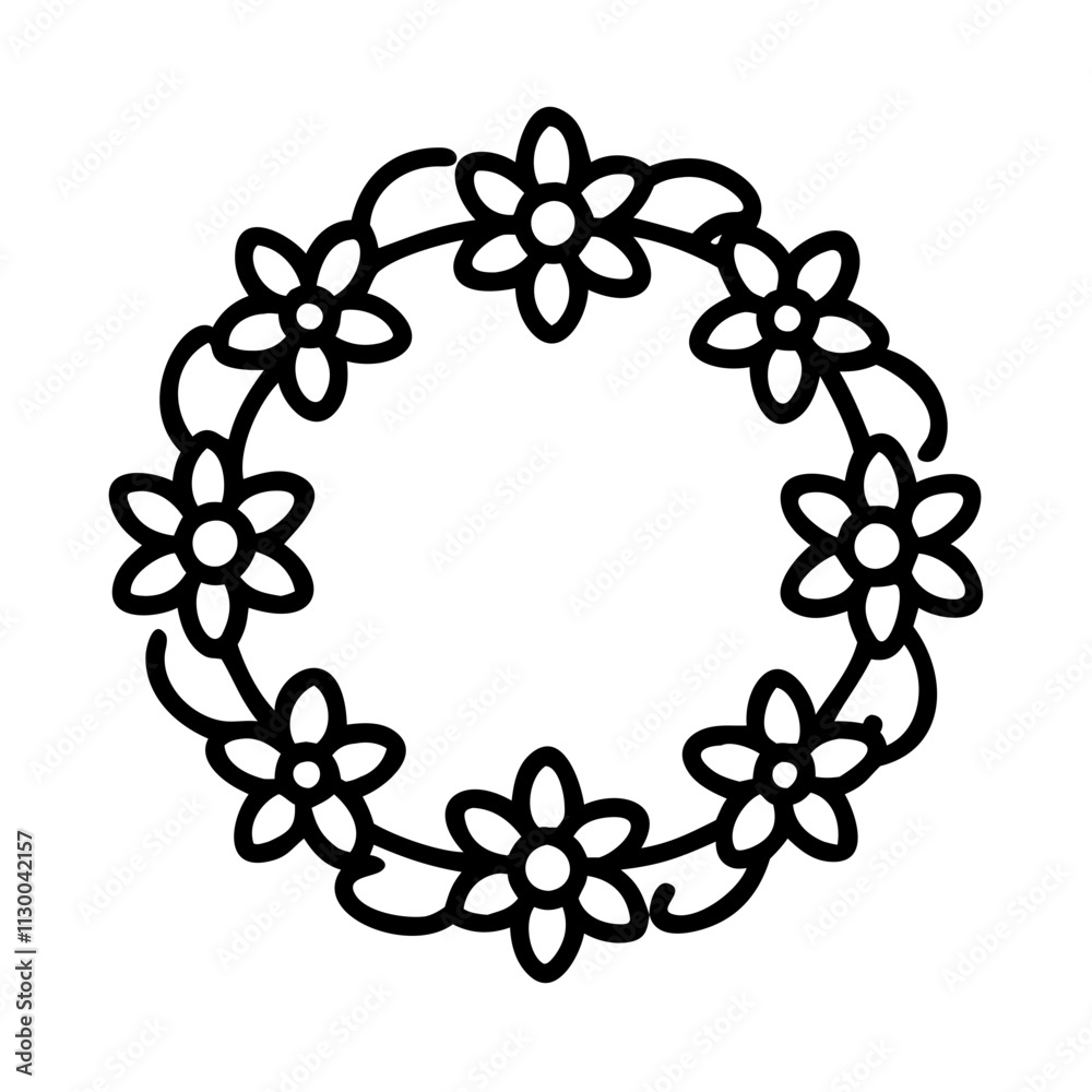 spring wreath icon, spring line art, Spring icon - simple black line art icon of spring wreath, symbolizing spring celebrations spring vector art spring wreath icon, spring line art, Spring icon - simple black line art icon of spring wreath, symbolizing spring celebrations spring vector art